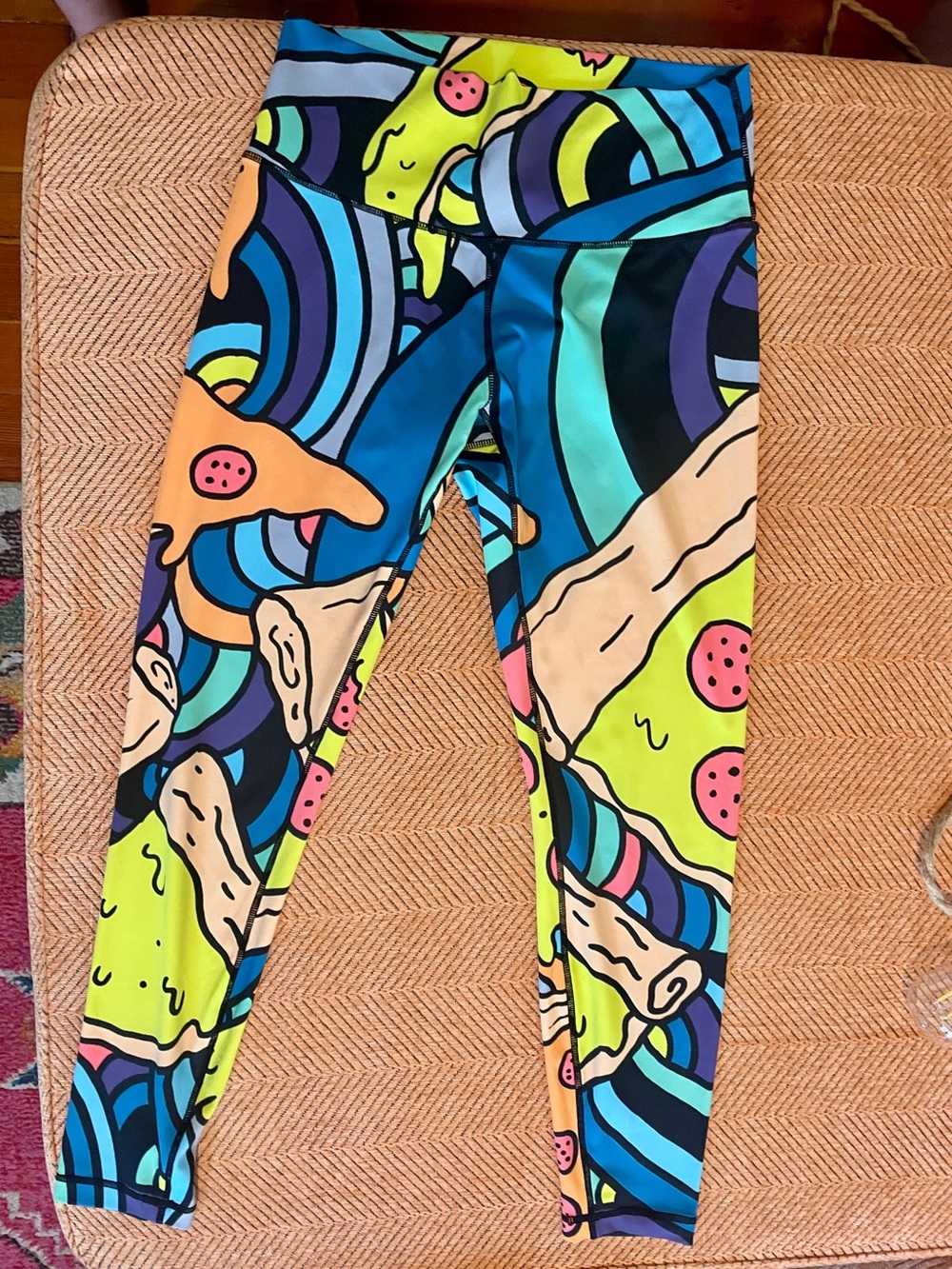 Women's Pop Art Pizza Print High-Waist Lycra Spandex Leggings S/M
